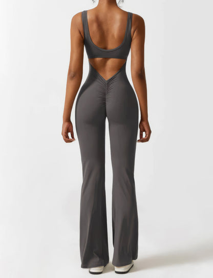 SARA | V-BACK FLARED JUMPSUIT