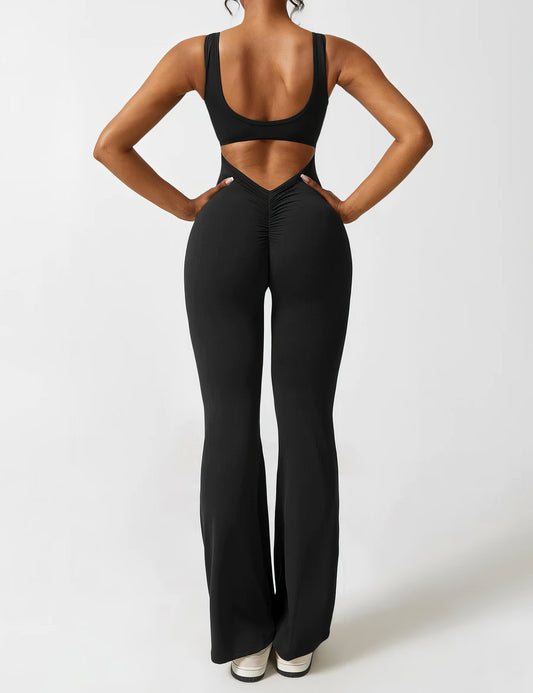 SARA | V-BACK FLARED JUMPSUIT