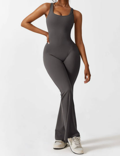 SARA | V-BACK FLARED JUMPSUIT