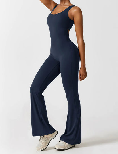 SARA | V-BACK FLARED JUMPSUIT