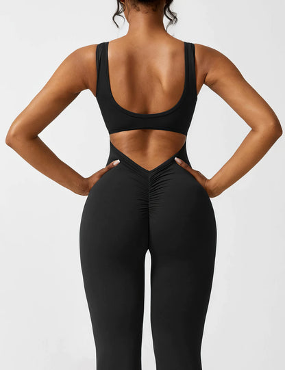 SARA | V-BACK FLARED JUMPSUIT