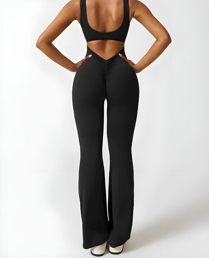 SARA | V-BACK FLARED JUMPSUIT